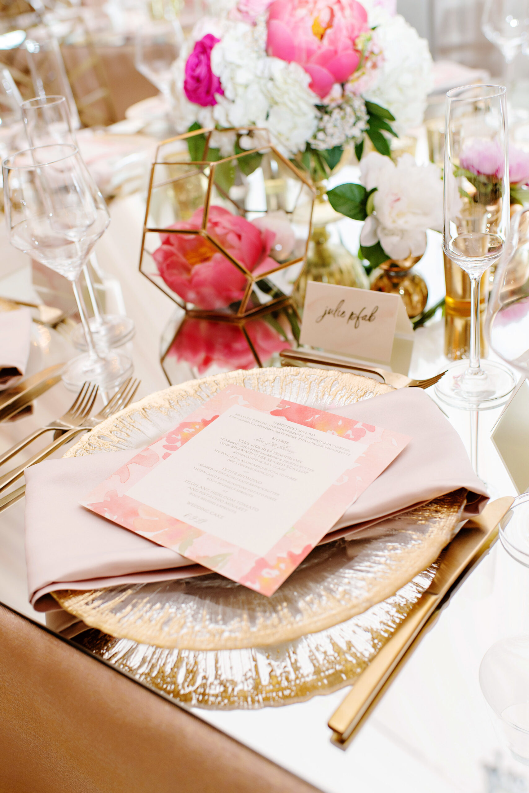  Cincinnati Greenacres Art Center wedding with blush, magenta, white bridesmaids bouquets by Yellow Canary 