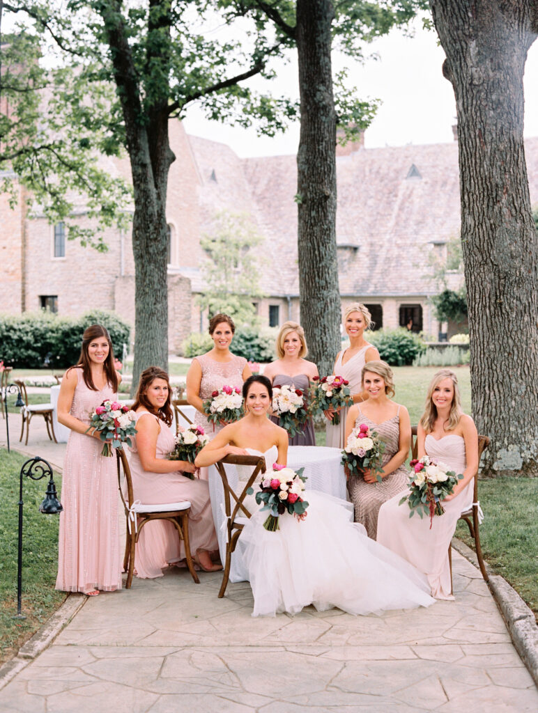 wedding party in pink