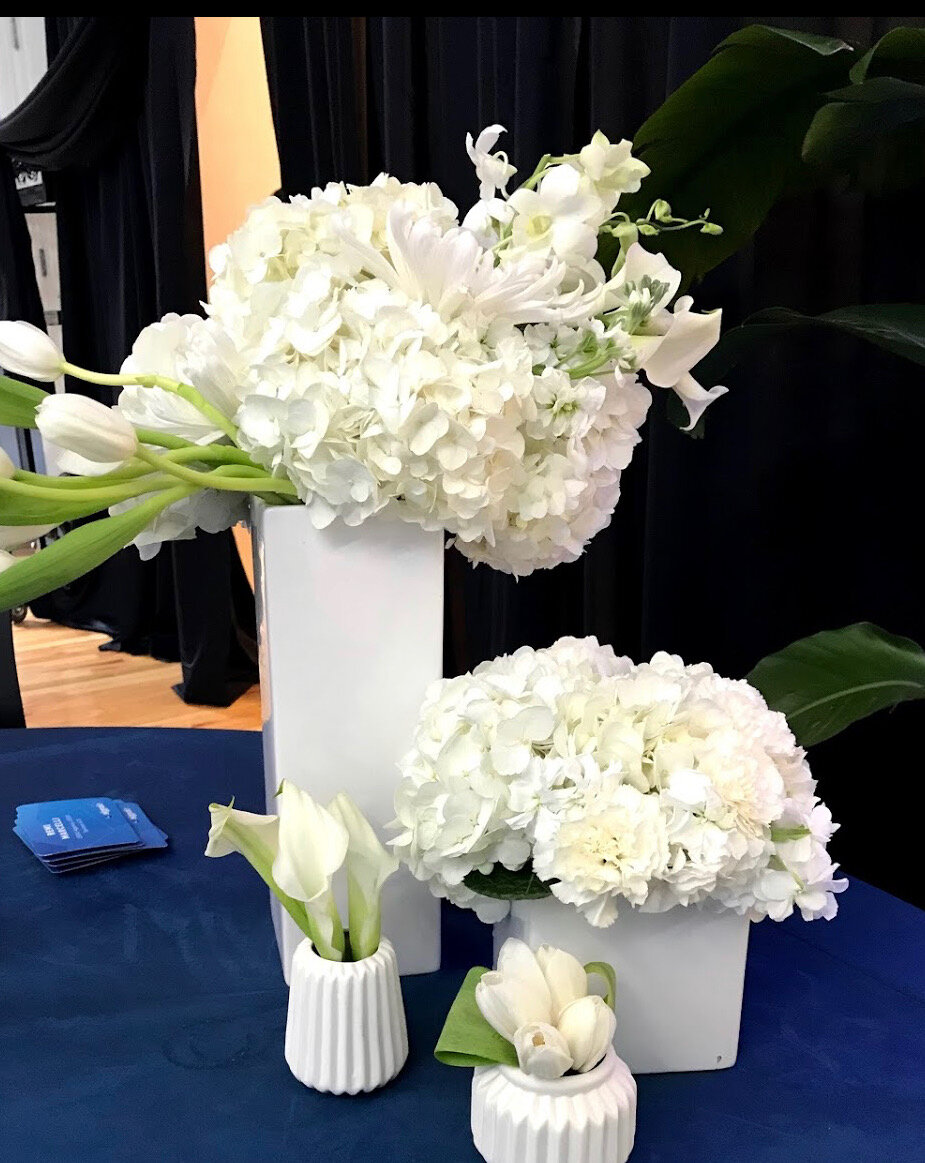 Blue and white table settings