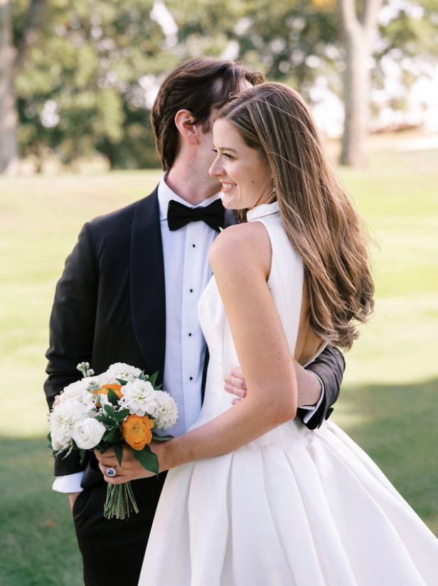 couple at tropical inspired wedding in Cincinnati