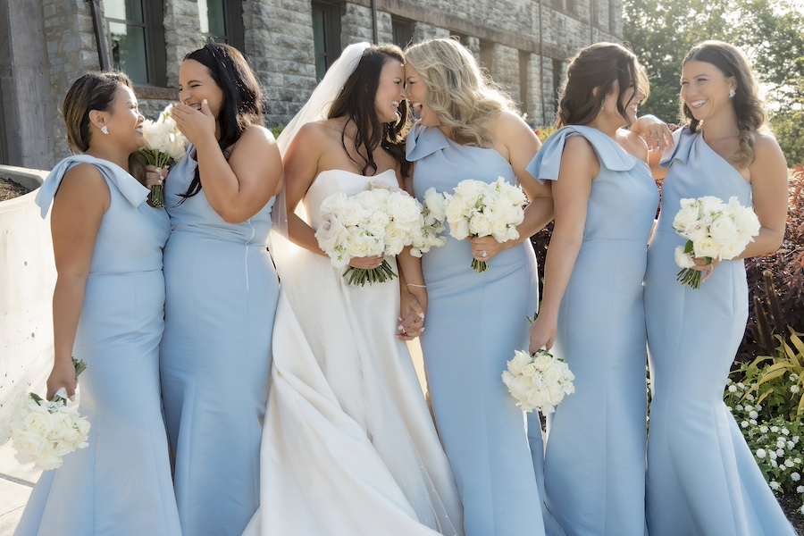 bridal party in blue