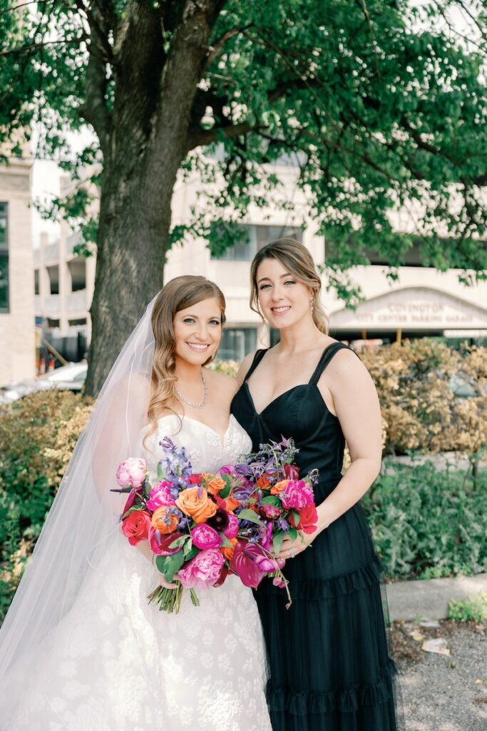 bride on her wedding day with bouquet