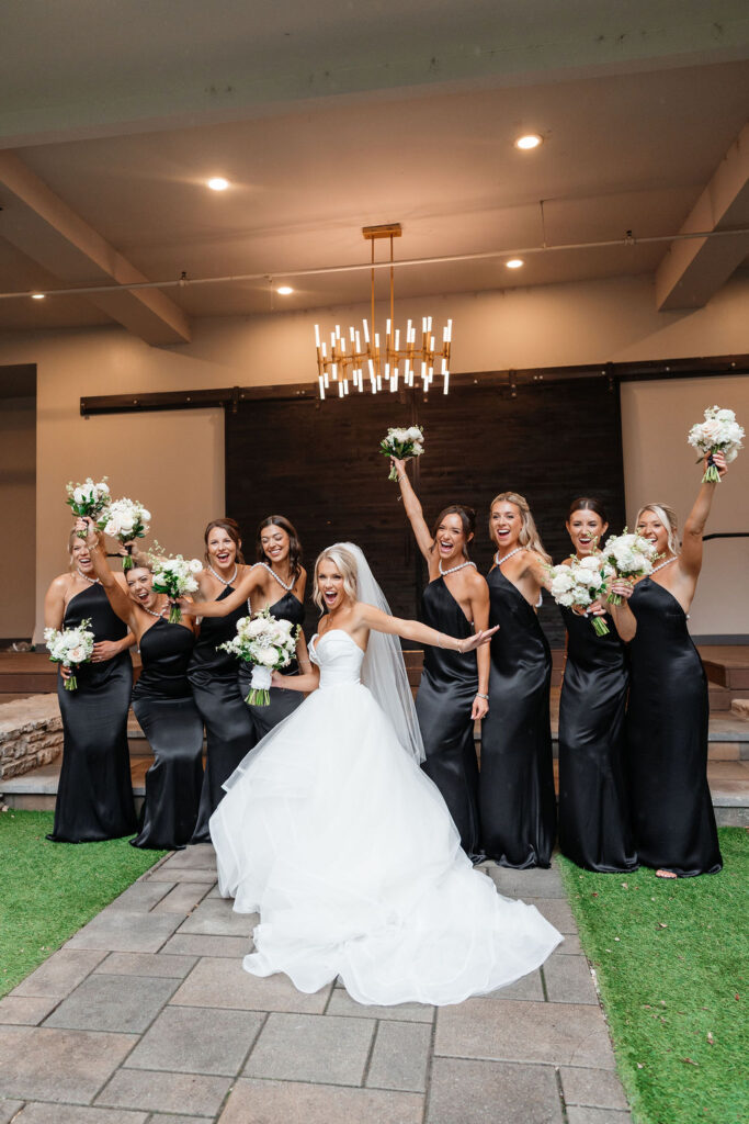 Bride with bridal party at Hotel Covington